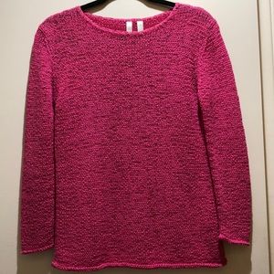 Debra de Roo Hot Pink Ribbon Knit Sweater